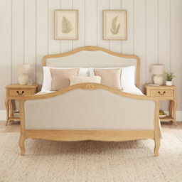 The Furniture Market French Chateau Oak 4Ft 6In Double Bed With Natural Linen Fabric - thumbnail 3
