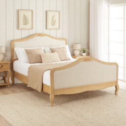The Furniture Market French Chateau Oak 4Ft 6In Double Bed With Natural Linen Fabric - thumbnail 2