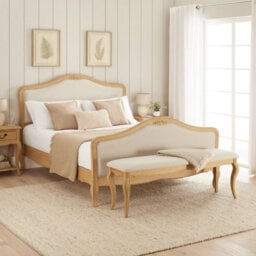 The Furniture Market French Chateau Oak 4Ft 6In Double Bed With Natural Linen Fabric - thumbnail 8