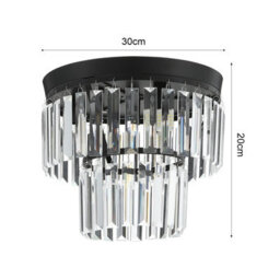 Living And Home Modern Chandelier Double Tiers Droplet Crystal Shade Black Base Mount Ceiling Light - thumbnail 5