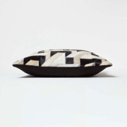 Homescapes Geometric Block Brown & Cream Leather Cushion 45 X 45 Cm - thumbnail 4