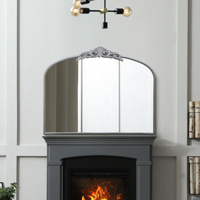 "Mirroroutlet The Crown - Silver Metal Framed Classic Arched Wall Mirror With Feature Crown 40"" X 31"" (102Cm X 80Cm)" - image 1