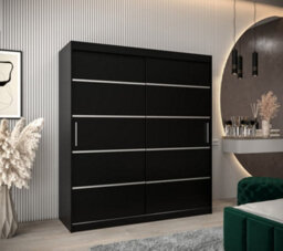 Arte Verona 01 Contemporary 2 Sliding Door Wardrobe 9 Shelves 2 Rails Black Matt (H)2000mm (W)1800mm (D)620mm - thumbnail 2