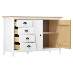 Berkfield Sideboard Hill Range White 130X40X80 Cm Solid Pine Wood - thumbnail 3