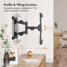 "Vonhaus Tilt & Swivel Wall Mount For 37-82"" Screens, Full Movement Articulating Tv Bracket, 35Kg Capacity, Max Vesa: 600X400mm" - thumbnail 3