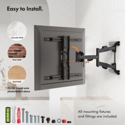 "Vonhaus Tilt & Swivel Wall Mount For 37-82"" Screens, Full Movement Articulating Tv Bracket, 35Kg Capacity, Max Vesa: 600X400mm" - thumbnail 5