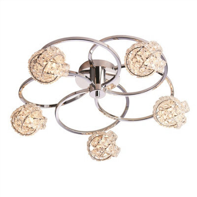 Luminosa Lighting Luminosa Talia 5 Light Semi Flush Chrome, Crystal (K5) Glass, G9