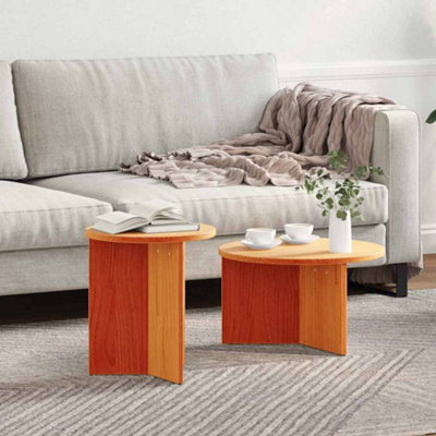 Berkfield Coffee Table 2 Pcs Wax Brown Solid Pine Wood - image 1