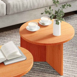 Berkfield Coffee Table 2 Pcs Wax Brown Solid Pine Wood - thumbnail 4