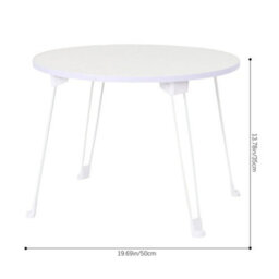 White Folding Round Small Table Side End Table - thumbnail 2