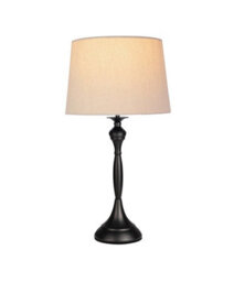 Lighting Supermarket Messini Large Black Elegant Candlestick Table Lamp With Natural Linen Shade - thumbnail 2