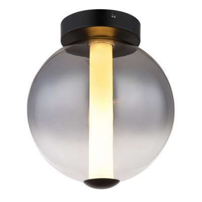 Luminosa Lighting Luminosa Lacy Globe Ceiling Light Matt Black, Smoke Glass Shade, Led 3000K - image 1