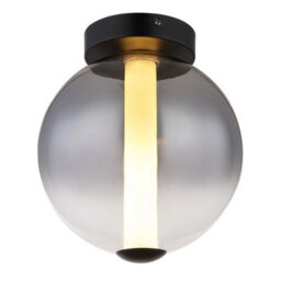 Luminosa Lighting Luminosa Lacy Globe Ceiling Light Matt Black, Smoke Glass Shade, Led 3000K