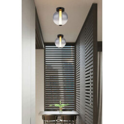 Luminosa Lighting Luminosa Lacy Globe Ceiling Light Matt Black, Smoke Glass Shade, Led 3000K - thumbnail 2