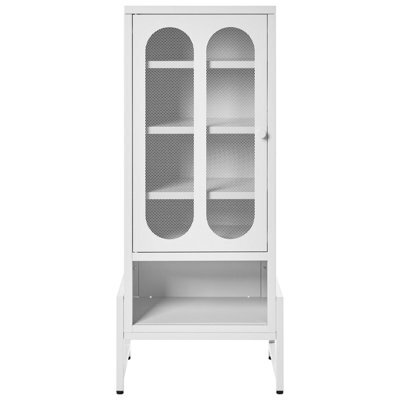 Wyld and Coco Brandforge One Door White Steel Sideboard With Oval Perforated Door, Wall-Mounted, Matt White, Tall (W470 X D350 X H1080mm) - image 1