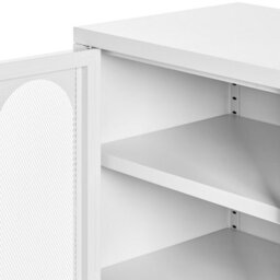 Wyld and Coco Brandforge One Door White Steel Sideboard With Oval Perforated Door, Wall-Mounted, Matt White, Tall (W470 X D350 X H1080mm) - thumbnail 7