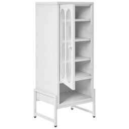 Wyld and Coco Brandforge One Door White Steel Sideboard With Oval Perforated Door, Wall-Mounted, Matt White, Tall (W470 X D350 X H1080mm) - thumbnail 5