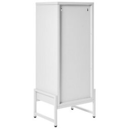 Wyld and Coco Brandforge One Door White Steel Sideboard With Oval Perforated Door, Wall-Mounted, Matt White, Tall (W470 X D350 X H1080mm) - thumbnail 6