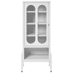 Wyld and Coco Brandforge One Door White Steel Sideboard With Oval Perforated Door, Wall-Mounted, Matt White, Tall (W470 X D350 X H1080mm) - thumbnail 1