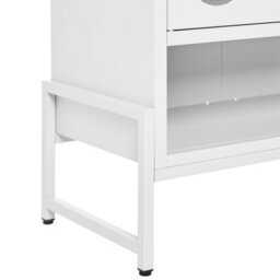 Wyld and Coco Brandforge One Door White Steel Sideboard With Oval Perforated Door, Wall-Mounted, Matt White, Tall (W470 X D350 X H1080mm) - thumbnail 8