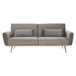 Orsina Comfortable Grey Velvet Sofa Bed, Functional Pull Out Sofaa Bed For Livingroom, Modern Style Sofa Bed