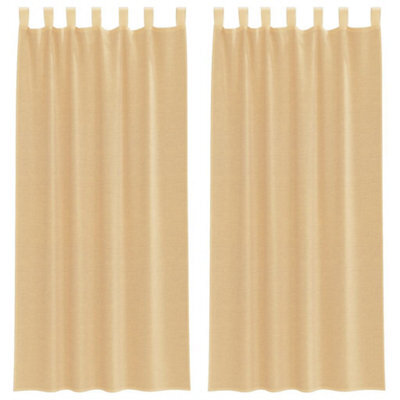 Berkfield Durable Voile Curtains With Rod Pockets 2 Pcs Sand - image 1