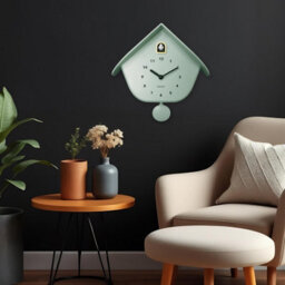 Walplus Minty Green Pastel Cuckoo Wall Clock With Pendulum Modern Home Decor Clock 32.5Cm 12.8 Inch - thumbnail 3