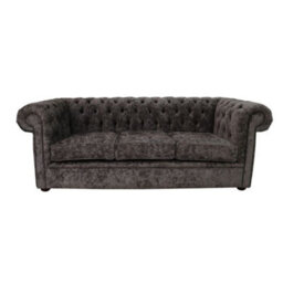 Chesterfield 3 Seater Sofa Settee Belvedere Pewter Grey Fabric In Classic Style - thumbnail 1