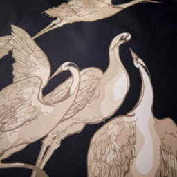 Laurence Llewelyn-Bowen Kireina 100% Cotton Black Luxurious Crane Print Duvet Cover Set - thumbnail 3