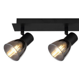 Luminosa Lighting Luminosa Claude Ceiling Spotlight Bar Matt Black Smoke Glass Shade 3X E14 - thumbnail 5