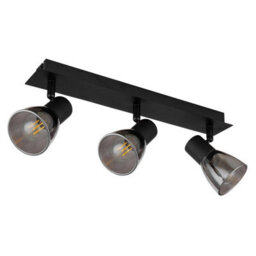 Luminosa Lighting Luminosa Claude Ceiling Spotlight Bar Matt Black Smoke Glass Shade 3X E14 - thumbnail 2