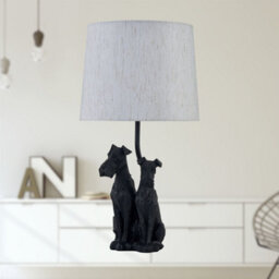 First Choice Lighting Friends - Two Dog Table Lamp With Oatmeal Linen Shade - thumbnail 6