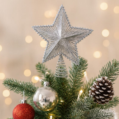 Glitter 3D Star Christmas Tree Topper - Silver - image 1