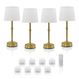 Auraglow Omniance Siena Rechargeable Wireless Table Lamp With Remote - 4 Lamps, 8 Light Sources, 1 Remote - thumbnail 1