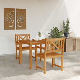 Berkfield Garden Dining Set 3 Pcs Brown Solid Acacia Wood - thumbnail 4