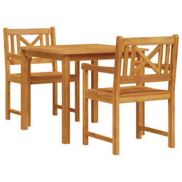 Berkfield Garden Dining Set 3 Pcs Brown Solid Acacia Wood - thumbnail 2