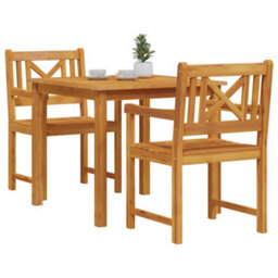Berkfield Garden Dining Set 3 Pcs Brown Solid Acacia Wood - thumbnail 3
