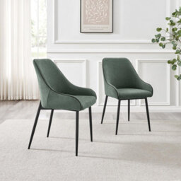 Furniturebox Uk Lulworth Walnut Effect Wood Dining Table 4 Green Beaumont Chairs - thumbnail 8