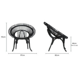 Desser Shanghai Chair Black Rattan Indoor (H)93Cm X (W)97Cm X (D)82Cm - thumbnail 3