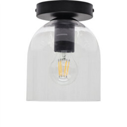 First Choice Lighting Set Of 2 Belten - Clear Glass Cloche Black Ceiling Light Fittings - thumbnail 2