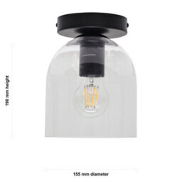 First Choice Lighting Set Of 2 Belten - Clear Glass Cloche Black Ceiling Light Fittings - thumbnail 6