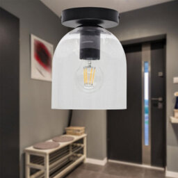 First Choice Lighting Set Of 2 Belten - Clear Glass Cloche Black Ceiling Light Fittings - thumbnail 4