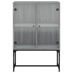 Berkfield Side Cabinet With Glass Doors Grey Sonoma 69X37X100 Cm - thumbnail 6
