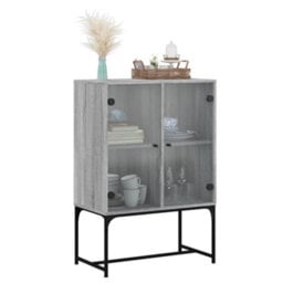 Berkfield Side Cabinet With Glass Doors Grey Sonoma 69X37X100 Cm - thumbnail 4