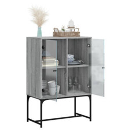 Berkfield Side Cabinet With Glass Doors Grey Sonoma 69X37X100 Cm - thumbnail 5