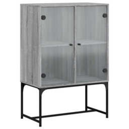 Berkfield Side Cabinet With Glass Doors Grey Sonoma 69X37X100 Cm - thumbnail 2