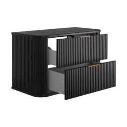 Heze Furniture Elegance Glamour Style 2 Bathroom Cabinets Set 80Cm Vanity Unit & Tall Cabinet In Black - thumbnail 3