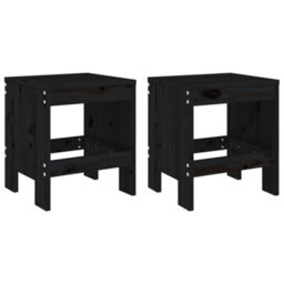 Berkfield Garden Stools 2 Pcs Black 40X36X45 Cm Solid Wood Pine - thumbnail 2