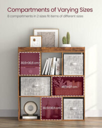 Songmics Bookcase, Shelf, Storage Unit With Open Compartments, For Living Room, Bedroom, Office, Divider, Rustic Brown - thumbnail 3