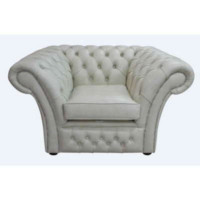 Chesterfield Club Armchair Stella Ice Real Leather In Balmoral Style - image 1
